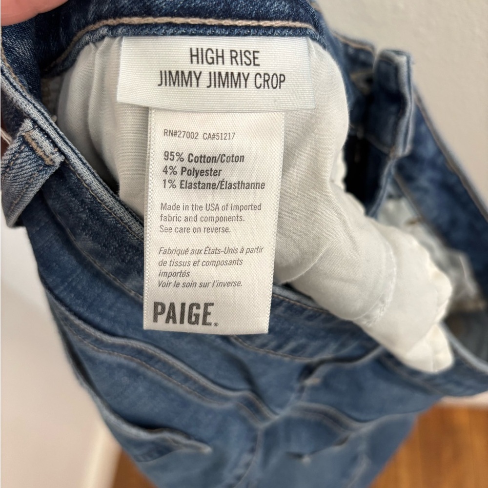 PAIGE High Rise Distressed Blue Jeans - Picture 4 of 4